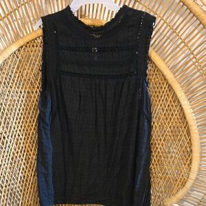 Torrid Black Smocked Sleeveless Blouse with Mandarin Collar
